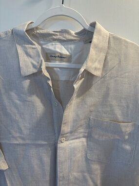 Tommy Bahama Neutral Beige Linen Camp Shirt